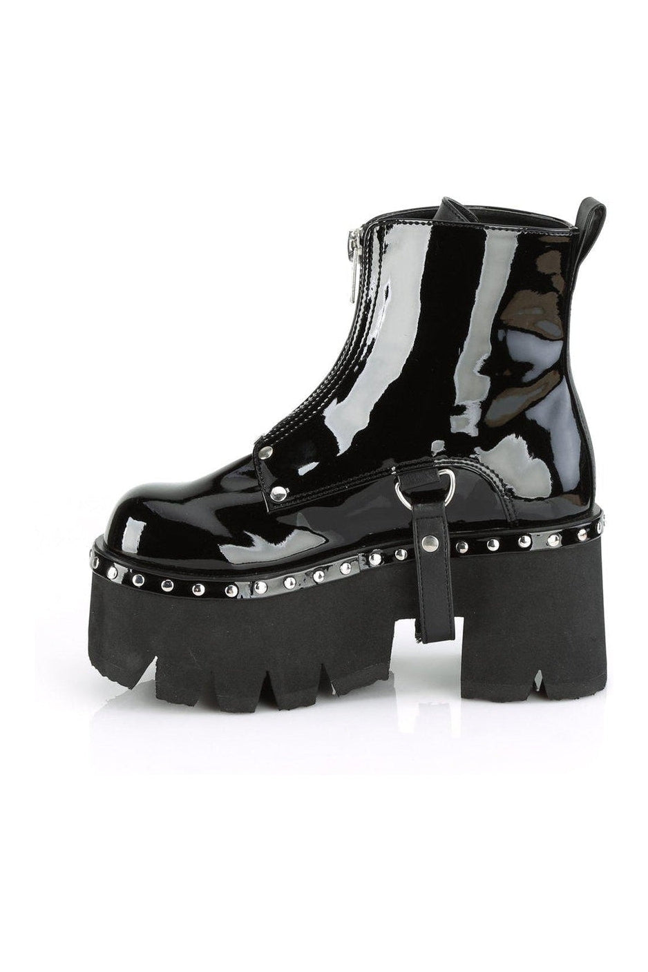 Demonia ASHES-100 Ankle Boot in Black Patent
