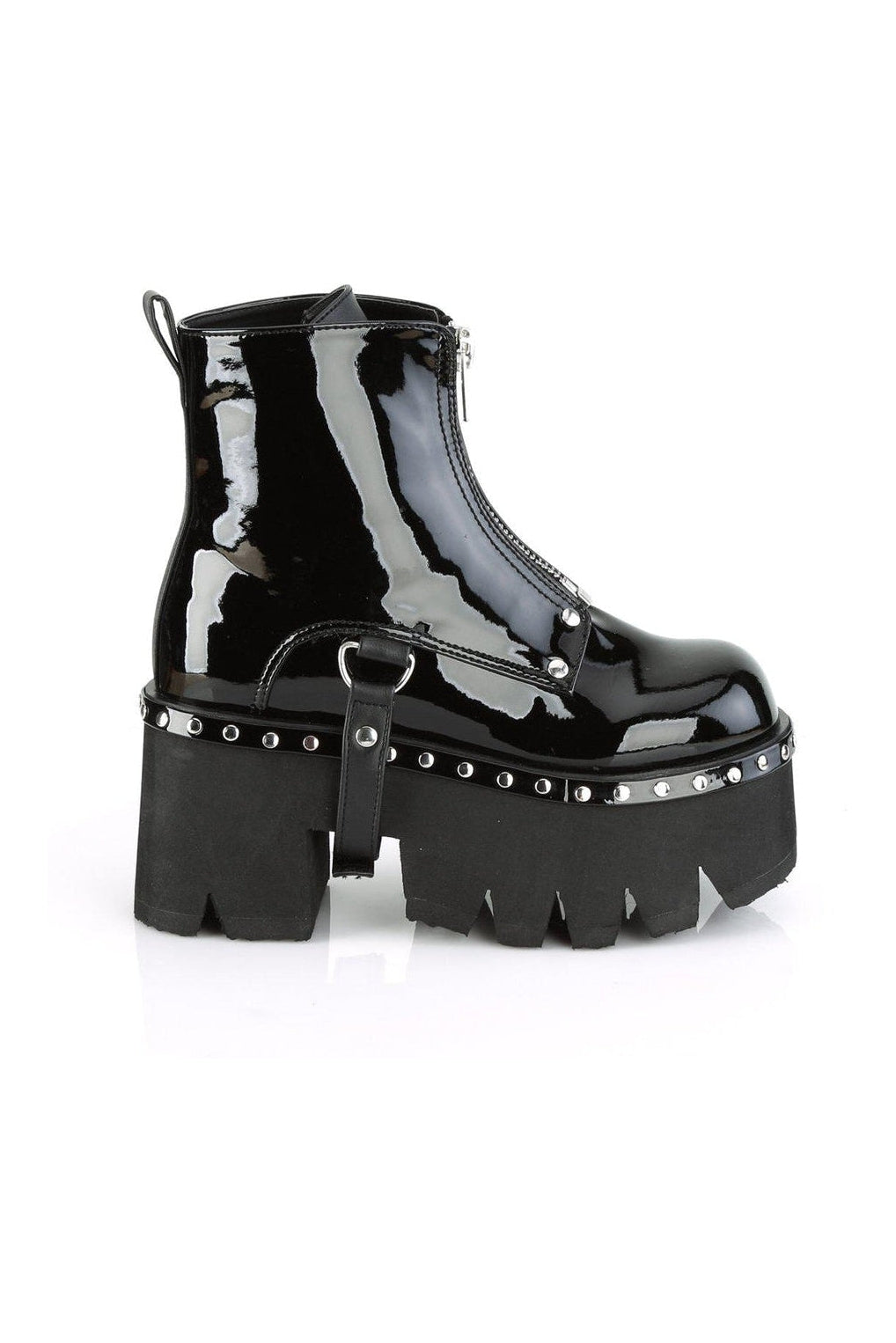 Demonia ASHES-100 Ankle Boot in Black Patent