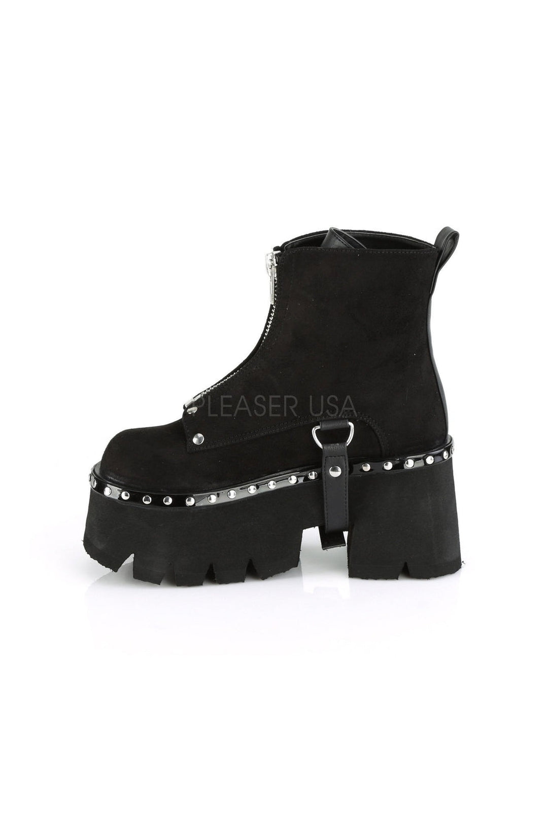 Demonia ASHES-100  Ankle Boot in Black Faux Leather