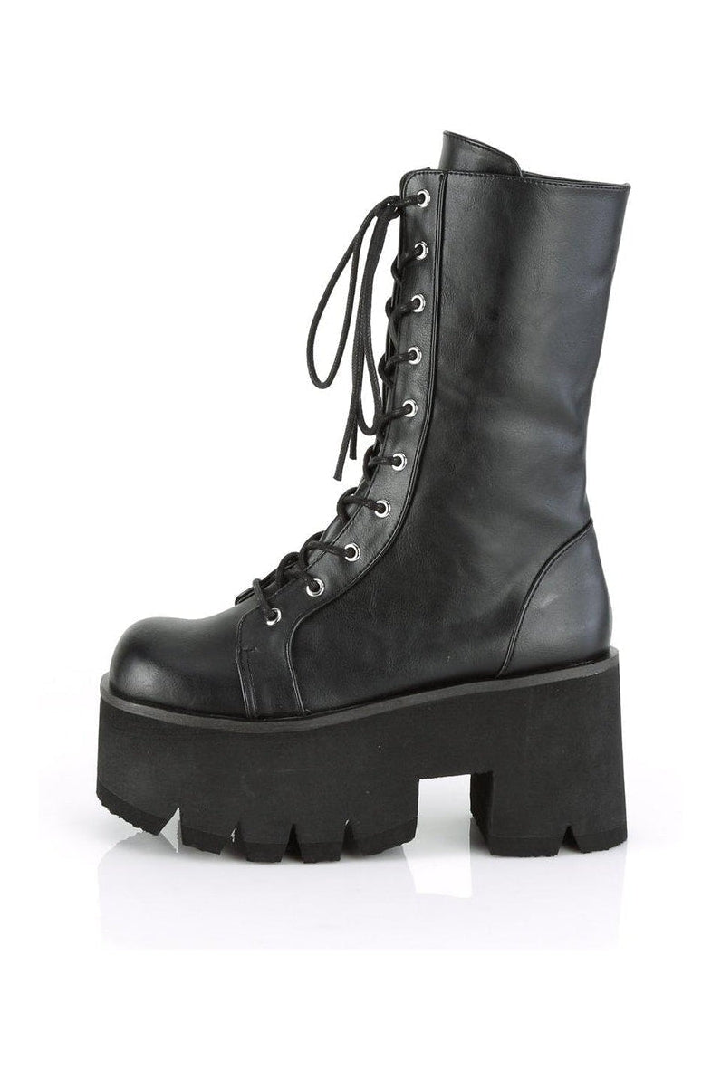 ASHES-105 Knee Boot | Black Faux Leather-Knee Boots-Demonia-SEXYSHOES.COM