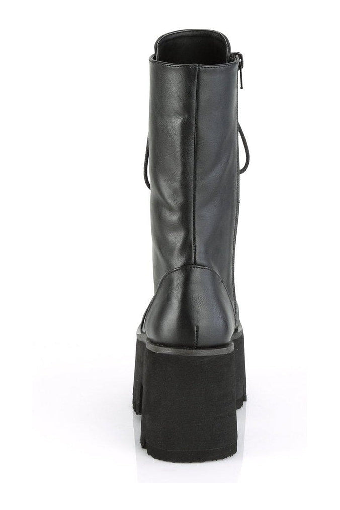 Demonia ASHES-105 Knee Boot in Black Faux Leather