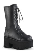ASHES-105 Knee Boot | Black Faux Leather