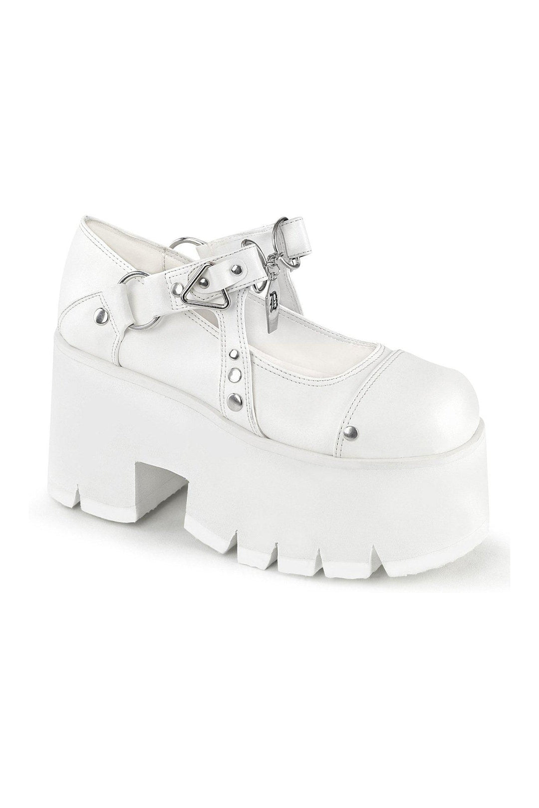 ASHES-33 Mary Jane | White Faux Leather-Mary Janes-Demonia-SEXYSHOES.COM