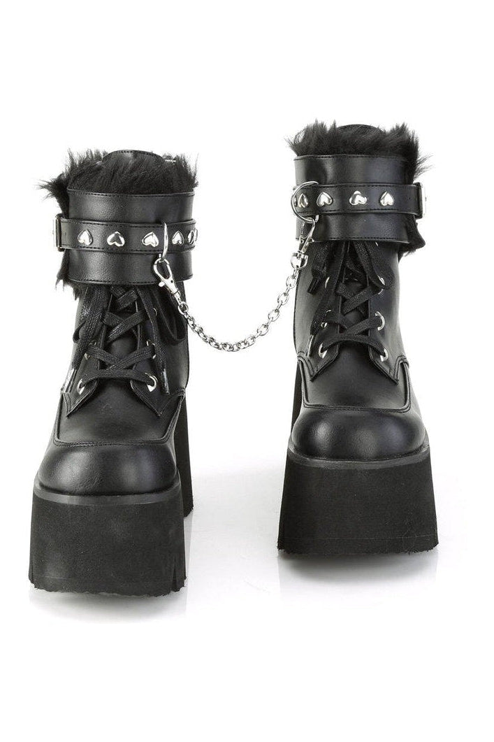 Demonia ASHES-57 Ankle Boot in Black Faux Leather