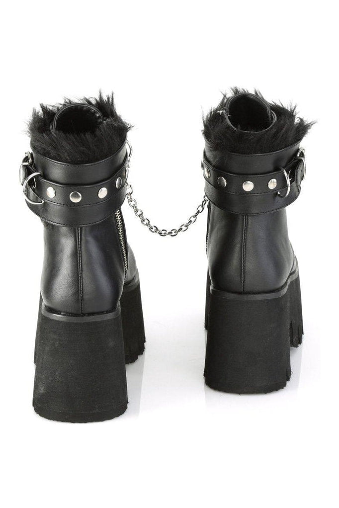 Demonia ASHES-57 Ankle Boot in Black Faux Leather