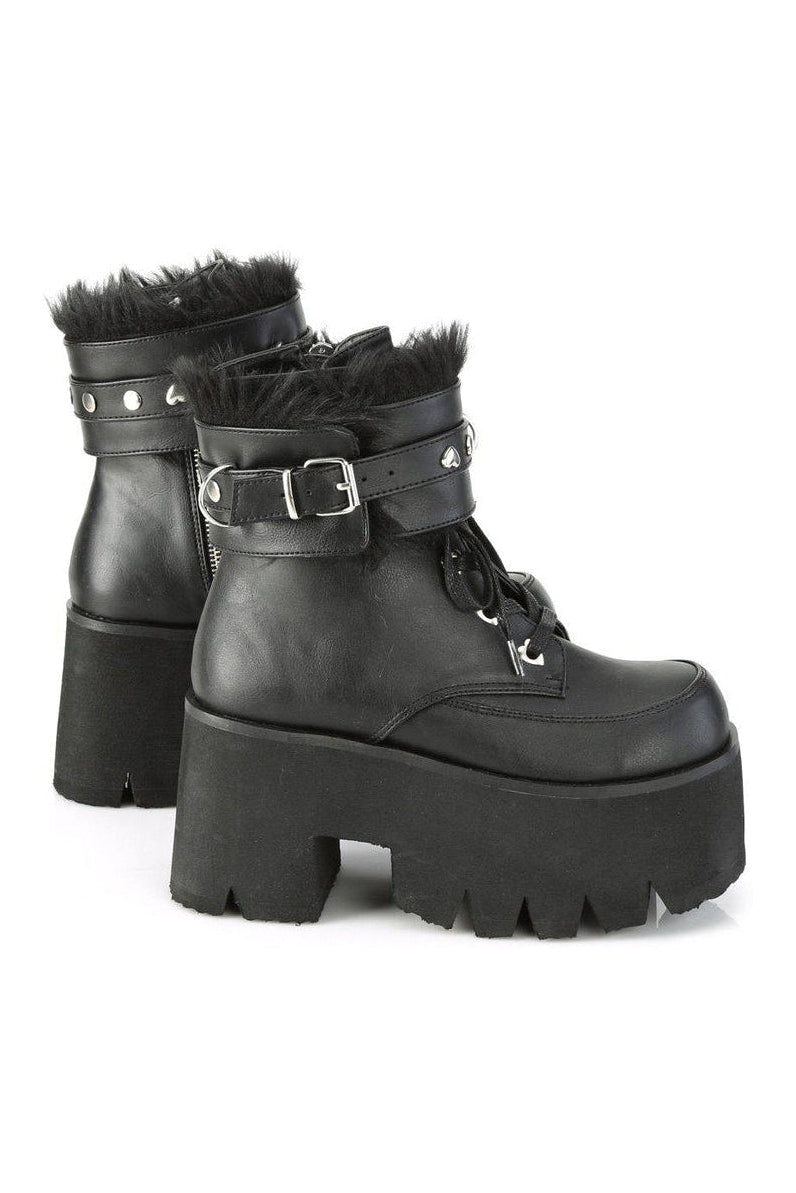 Demonia ASHES-57 Ankle Boot in Black Faux Leather