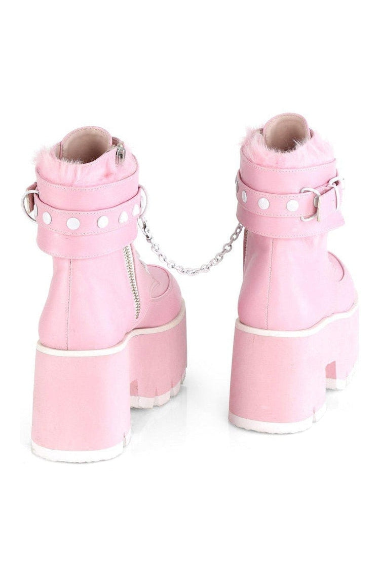 Demonia ASHES-57 Ankle Boot in Pink Faux Leather