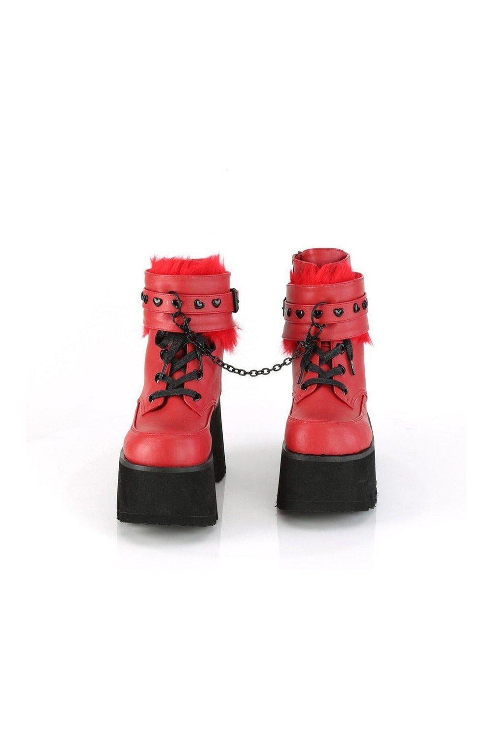 ASHES-57 Ankle Boot | Red Faux Leather-Ankle Boots-Demonia-SEXYSHOES.COM
