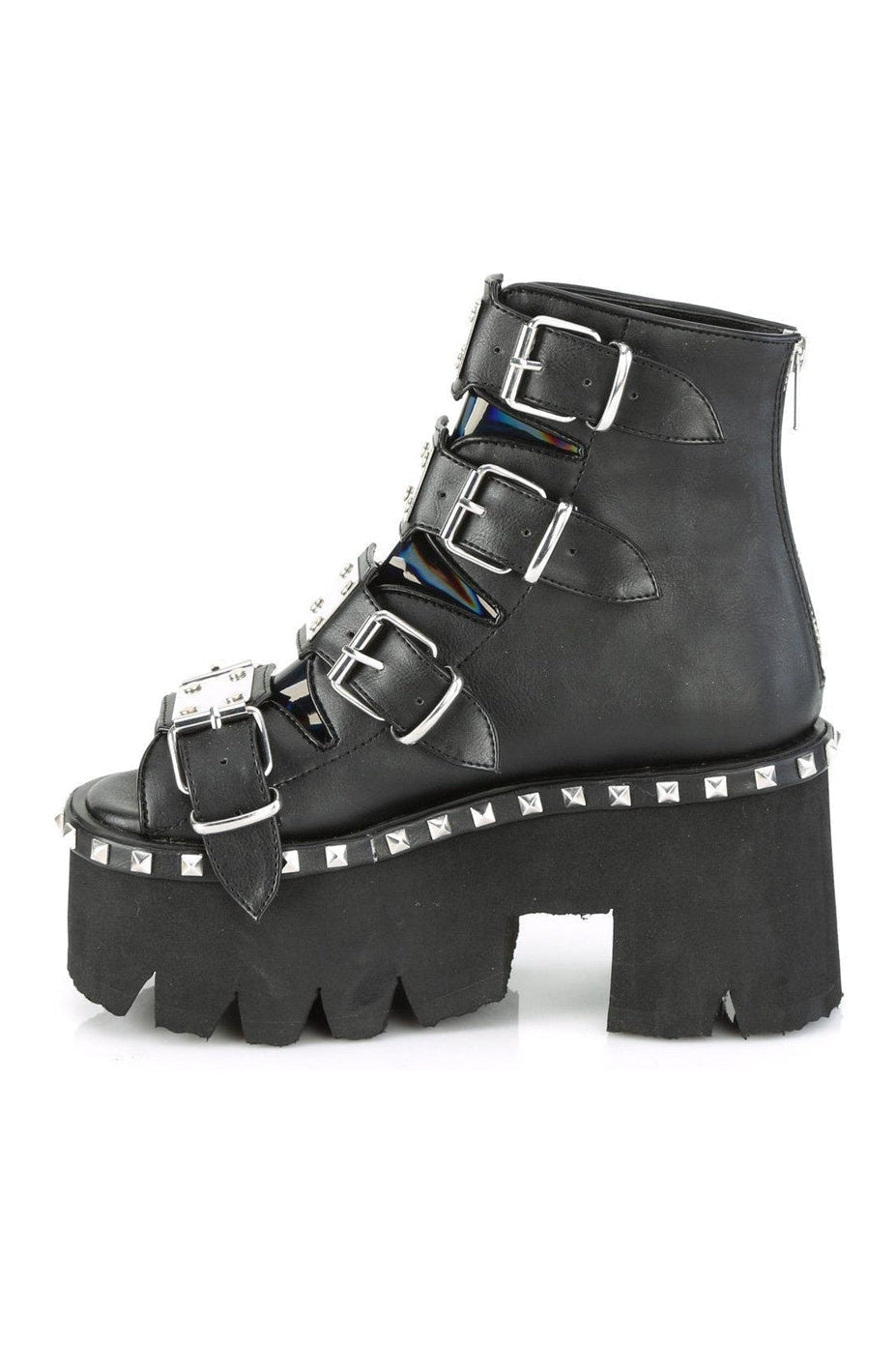 Demonia ASHES-70 Ankle Boot in Hologram Faux Leather