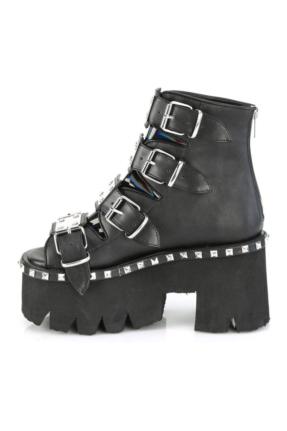ASHES-70 Ankle Boot | Hologram Faux Leather-Ankle Boots-Demonia-SEXYSHOES.COM