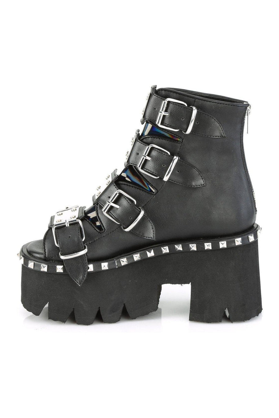 Demonia ASHES-70 Ankle Boot in Hologram Faux Leather