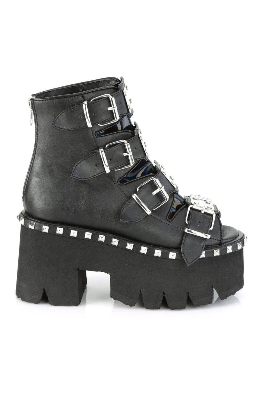 Demonia ASHES-70 Ankle Boot in Hologram Faux Leather