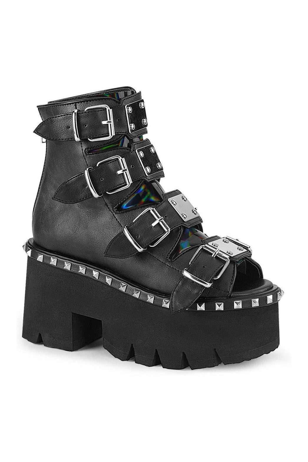 ASHES-70 Ankle Boot | Hologram Faux Leather-Ankle Boots-Demonia-SEXYSHOES.COM