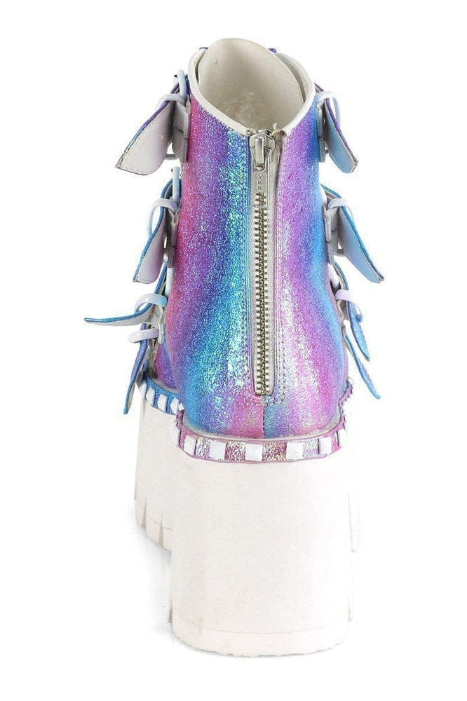 Demonia ASHES-70 Ankle Boot in Purple Faux Leather