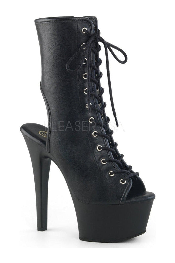 ASPIRE-1016 Platform Ankle Boot | Black Faux Leather-Pleaser-SEXYSHOES.COM