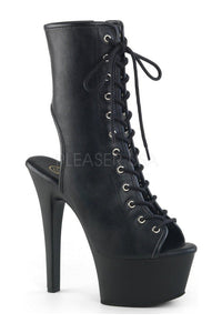 Pleaser ASPIRE-1016 Platform Ankle Boot in Black Faux Leather from SexyShoes.com