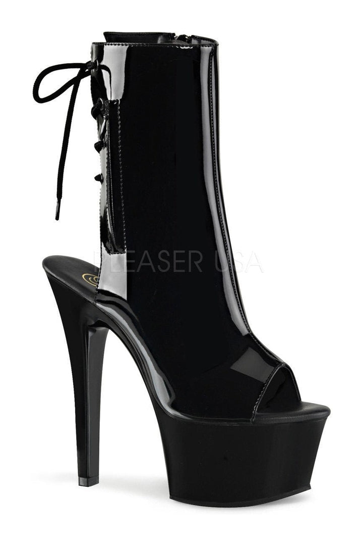 ASPIRE-1018 Platform Boot | Black Patent-Pleaser-Black-Ankle Boots-SEXYSHOES.COM