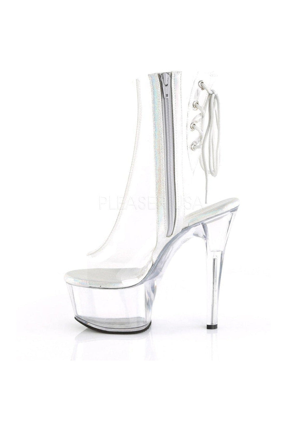 Pleaser ASPIRE-1018C Platform Boot in Clear Vinyl