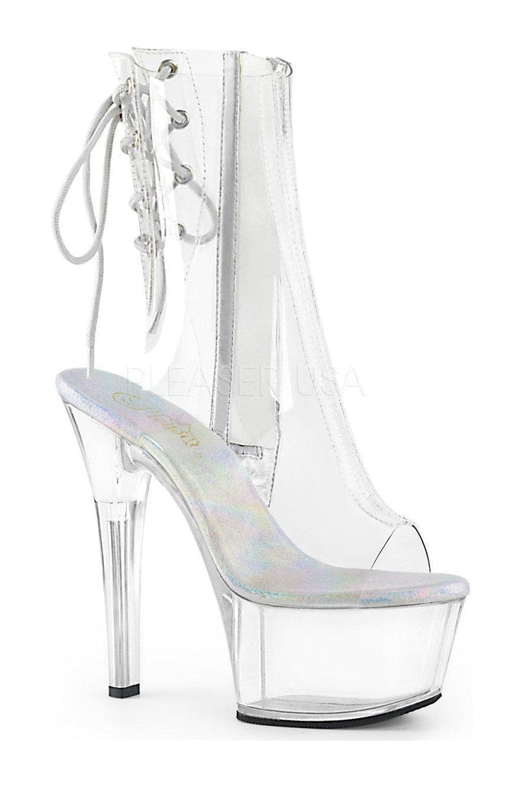 Pleaser Clear Ankle Boots Platform Stripper Shoes | Buy at Sexyshoes.com