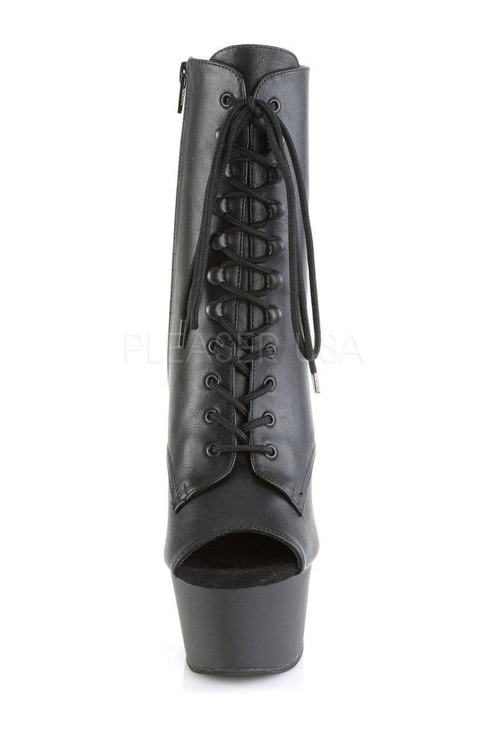 Pleaser ASPIRE-1021 Platform Ankle Boot in Black Faux Leather