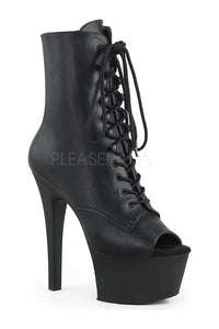 Pleaser ASPIRE-1021 Platform Ankle Boot in Black Faux Leather from SexyShoes.com