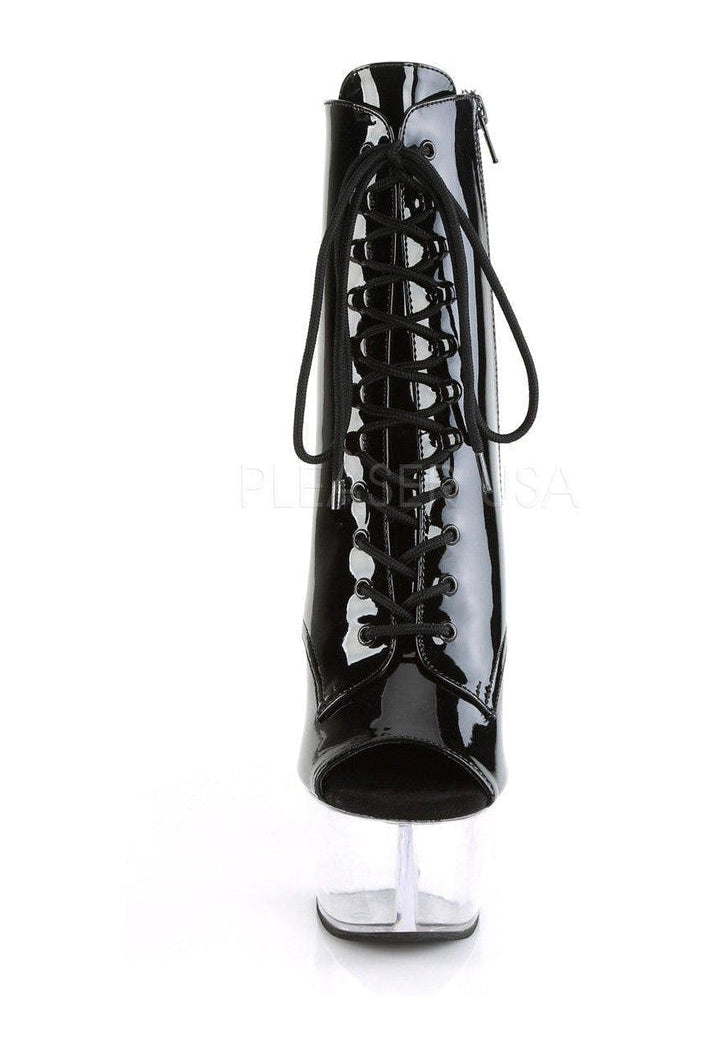 Pleaser ASPIRE-1021 Platform Ankle Boot in Black Patent