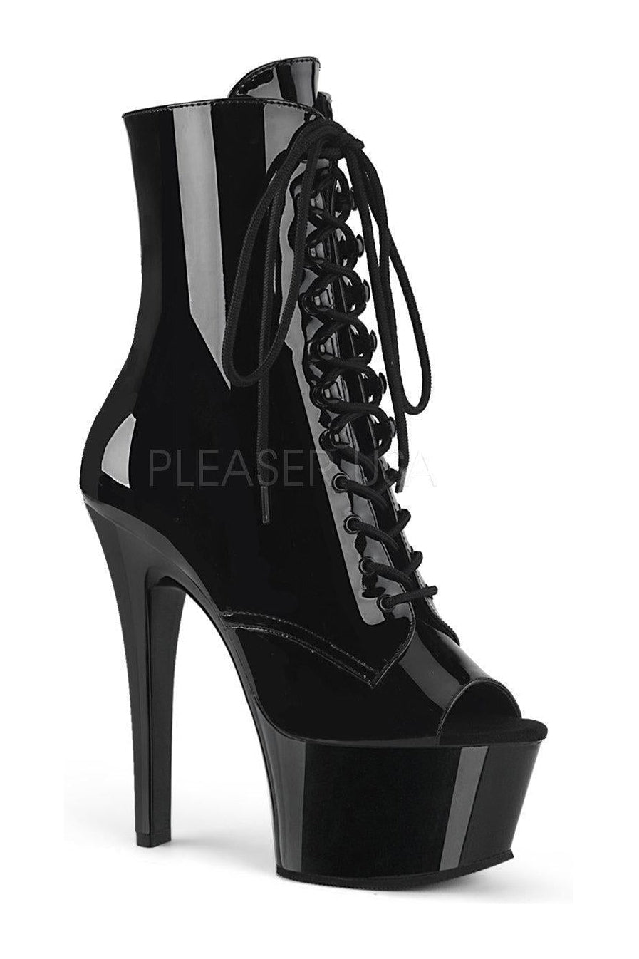 Pleaser ASPIRE-1021 Platform Ankle Boot in Black Patent from SexyShoes.com