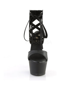 Pleaser ASPIRE-600-14 Platform Sandal in Black Faux Leather
