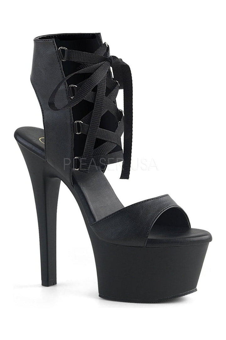 ASPIRE-600-14 Platform Sandal | Black Faux Leather-Pleaser-Black-Sandals-SEXYSHOES.COM