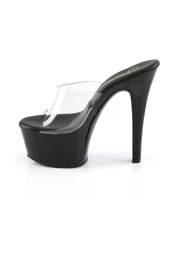 ASPIRE-601 Platform Slide | Black Vinyl-Pleaser-Slides-SEXYSHOES.COM