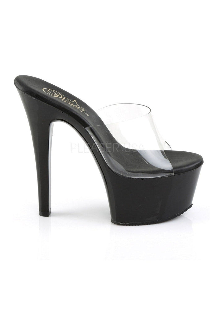 ASPIRE-601 Platform Slide | Black Vinyl-Pleaser-Slides-SEXYSHOES.COM