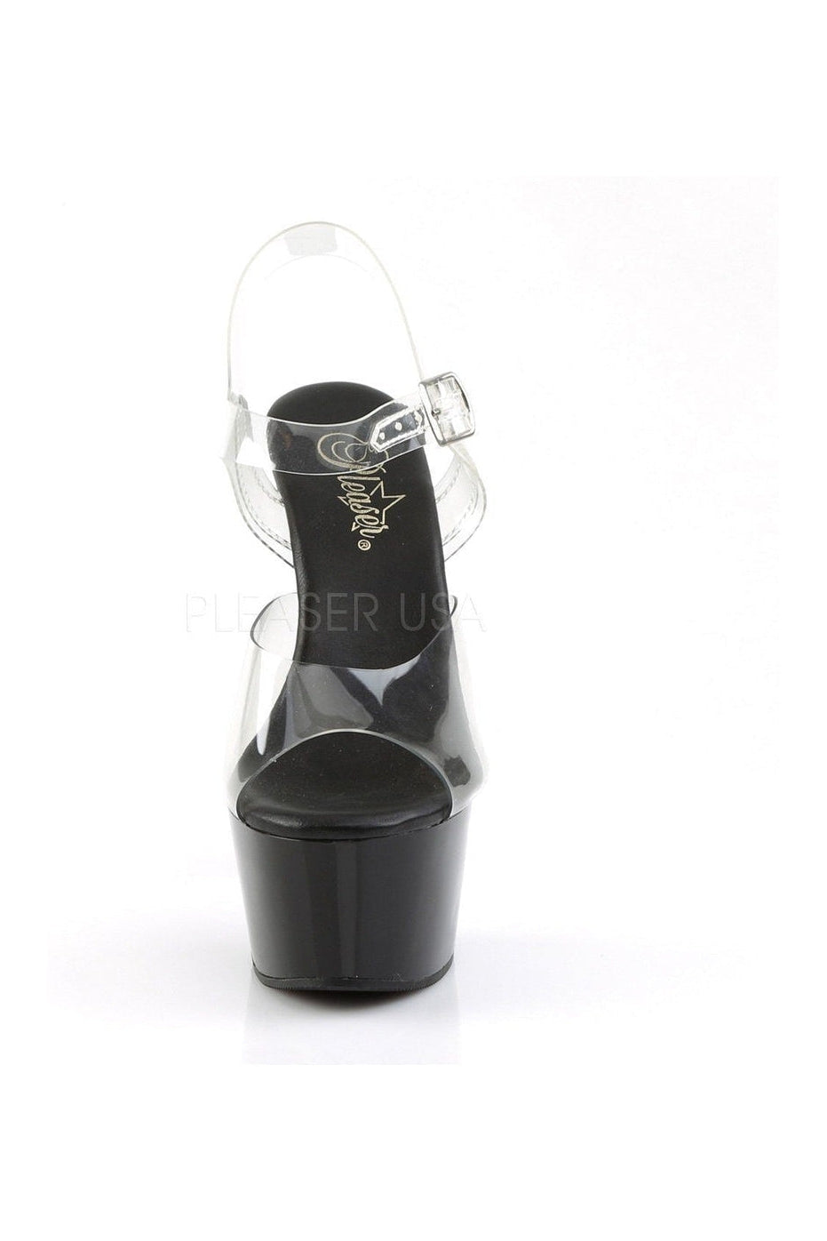 ASPIRE-608 Platform Sandal | Black Vinyl-Pleaser-Sandals-SEXYSHOES.COM
