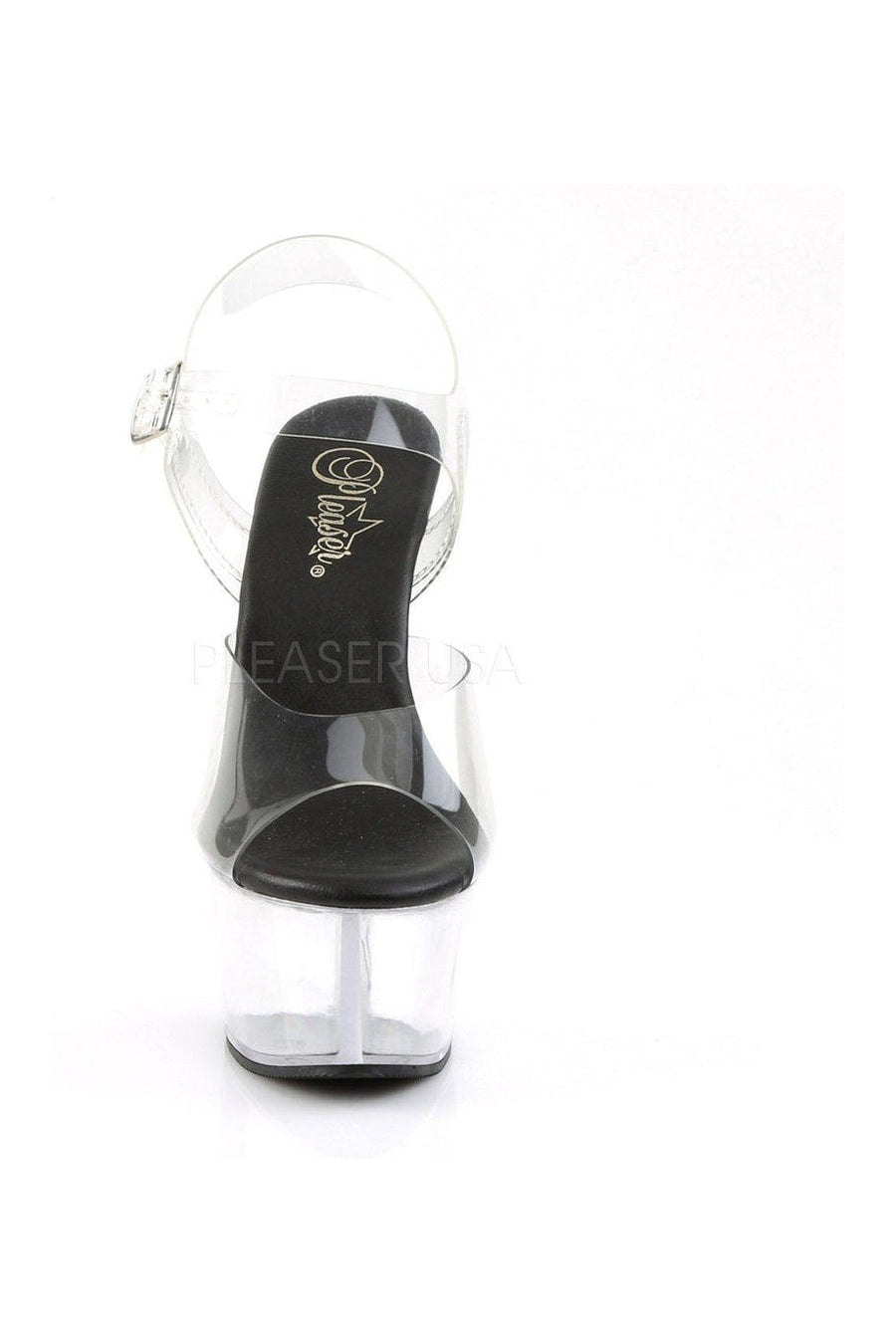 Pleaser ASPIRE-608 Platform Sandal in Black Vinyl