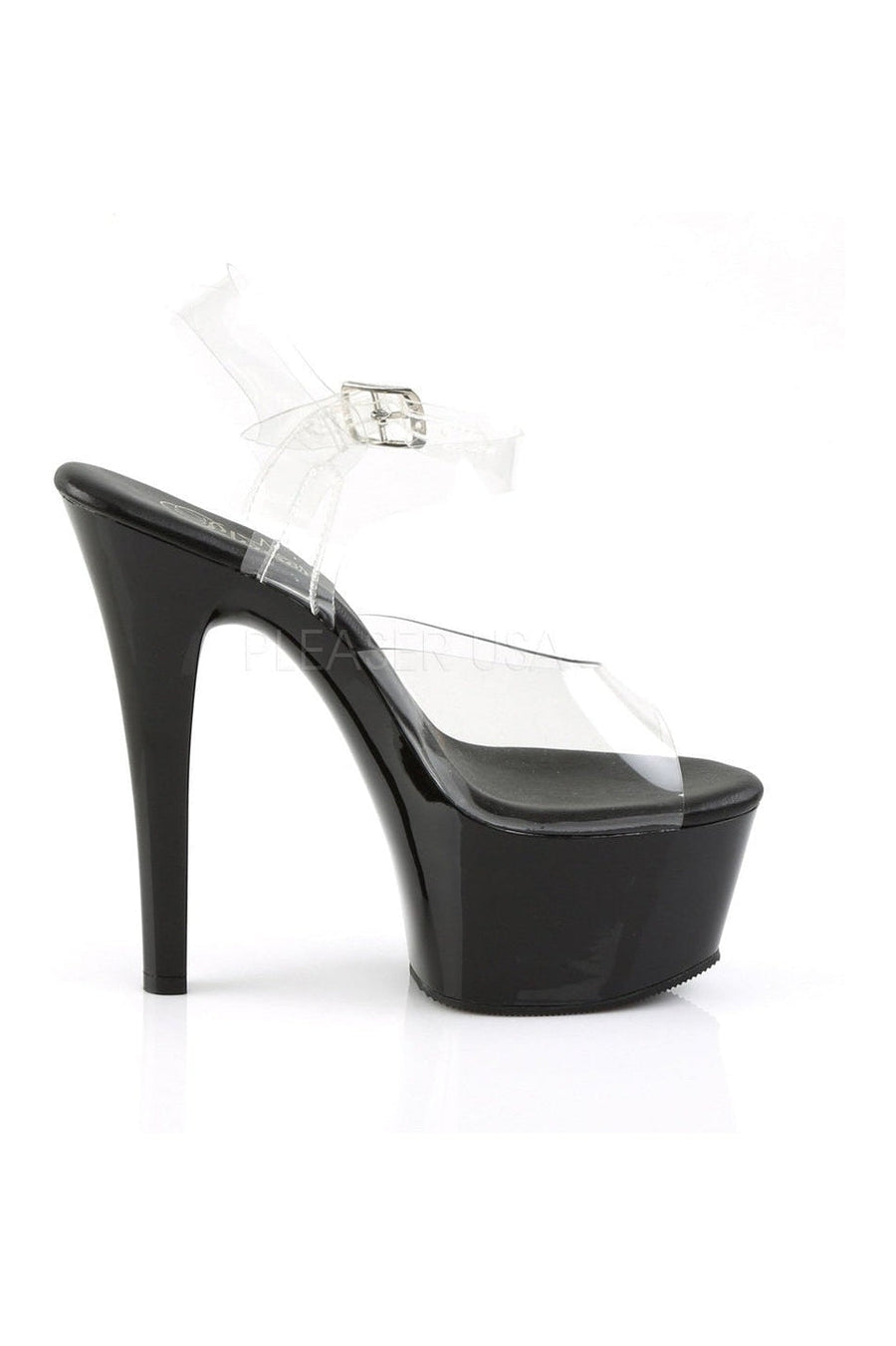 Pleaser ASPIRE-608 Platform Sandal in Black Vinyl