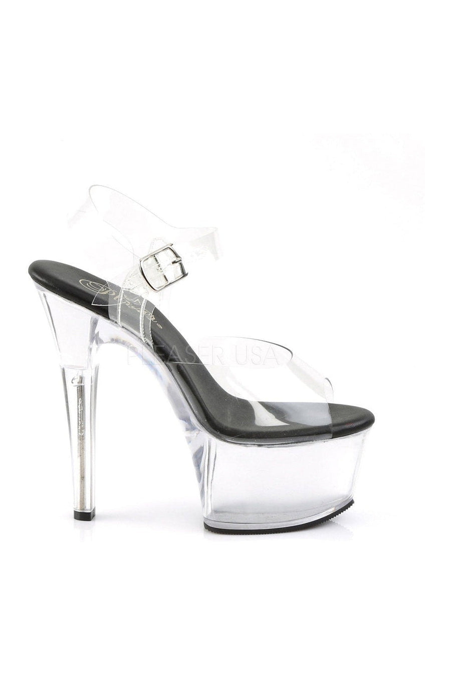 Pleaser ASPIRE-608 Platform Sandal in Black Vinyl