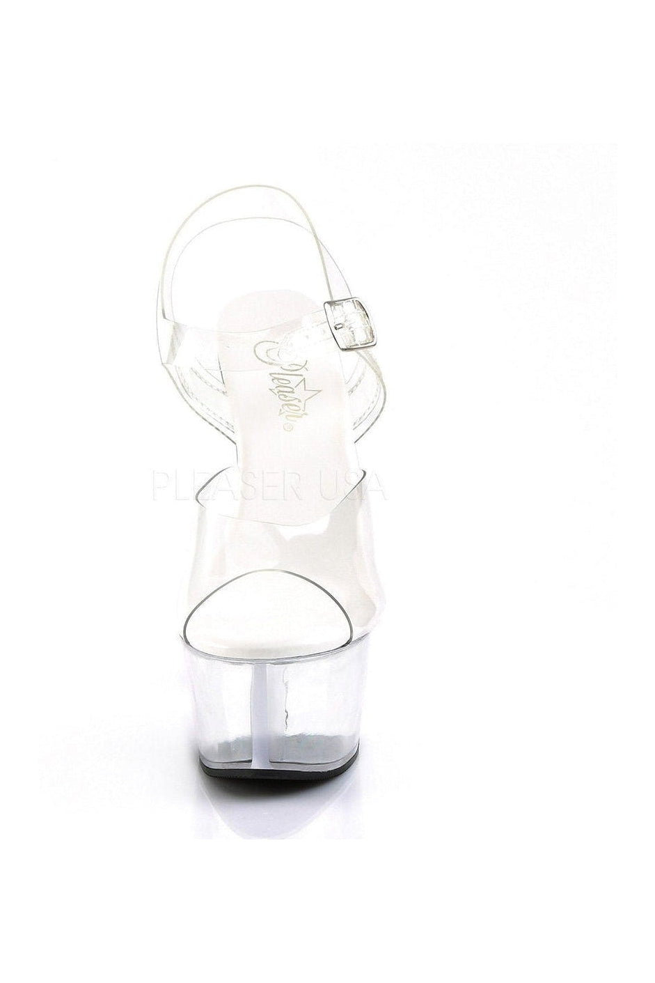Pleaser ASPIRE-608 Platform Sandal in Clear Vinyl