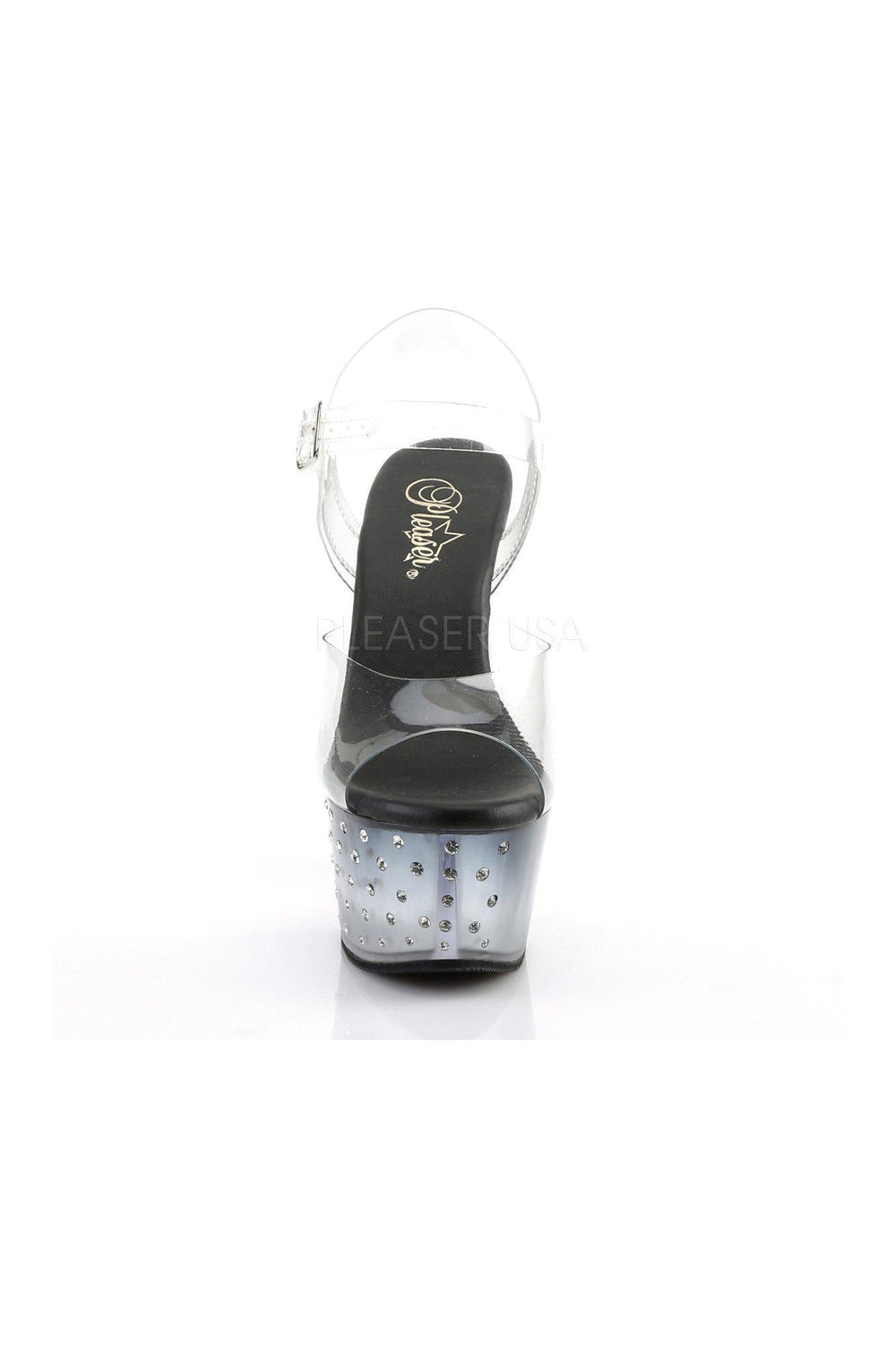 ASPIRE-608STD Platform Sandals | Black Vinyl-Pleaser-Sandals-SEXYSHOES.COM