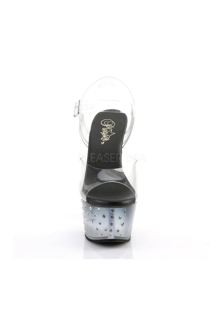 Pleaser ASPIRE-608STD Platform Sandals in Black Vinyl