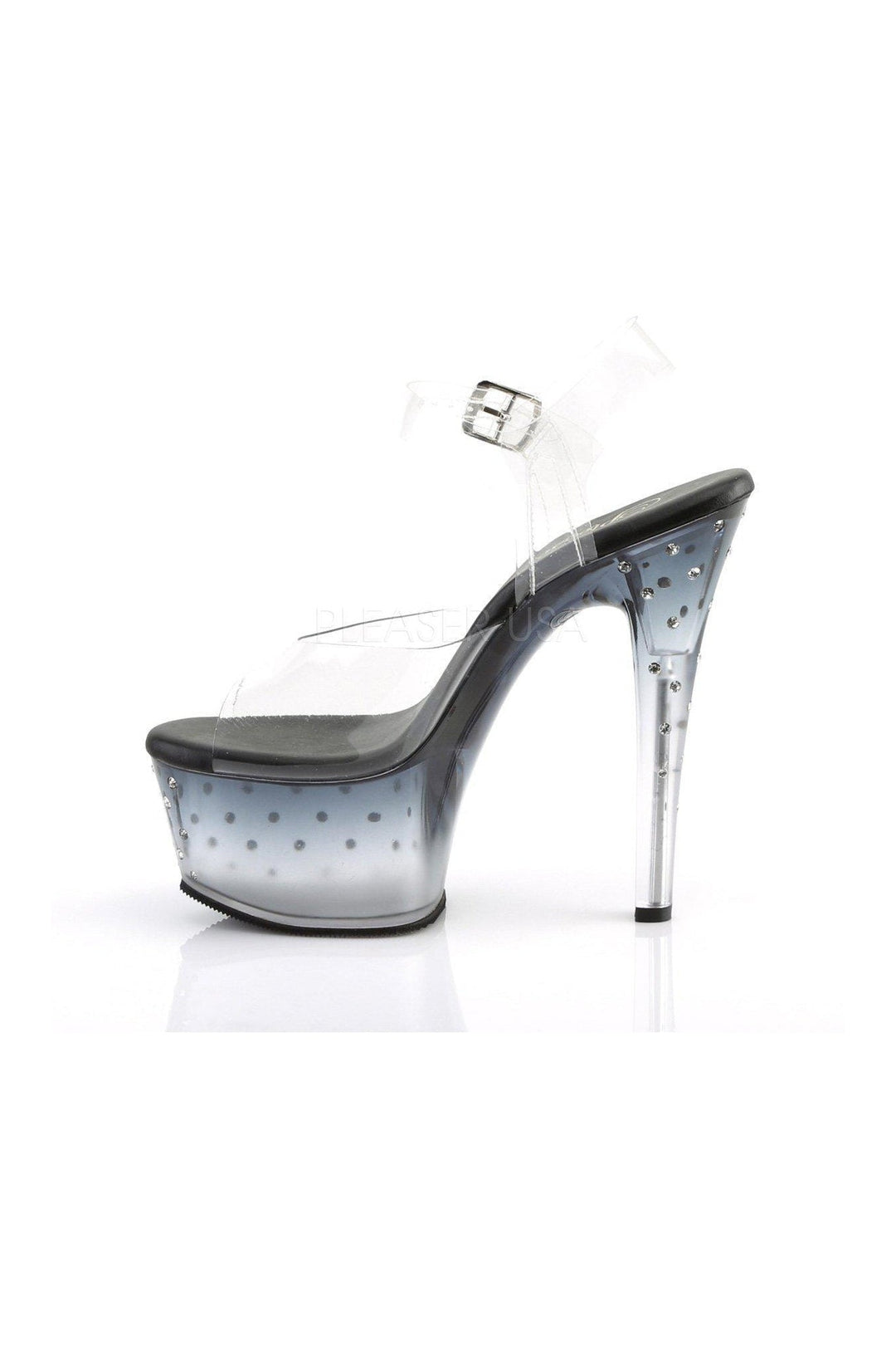 Pleaser ASPIRE-608STD Platform Sandals in Black Vinyl