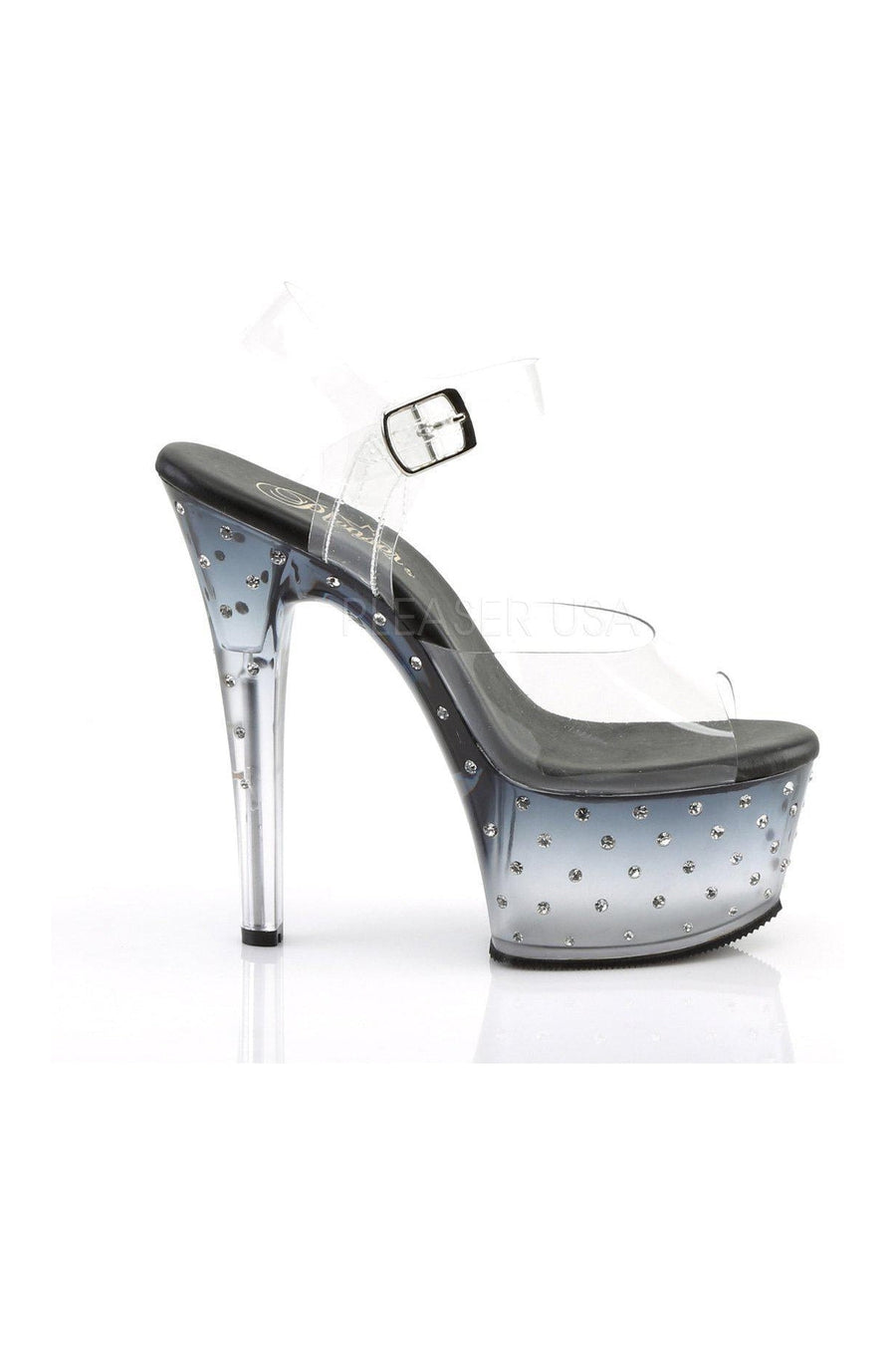 Pleaser ASPIRE-608STD Platform Sandals in Black Vinyl