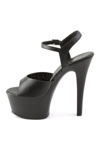 Pleaser ASPIRE-609 Platform Sandal in Black Faux Leather