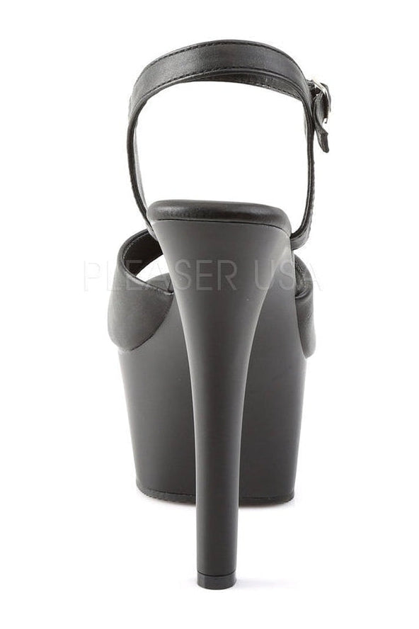 Pleaser ASPIRE-609 Platform Sandal in Black Faux Leather