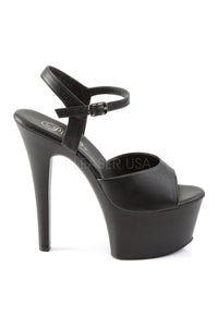 Pleaser ASPIRE-609 Platform Sandal in Black Faux Leather