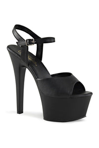 Pleaser ASPIRE-609 Platform Sandal in Black Faux Leather from SexyShoes.com