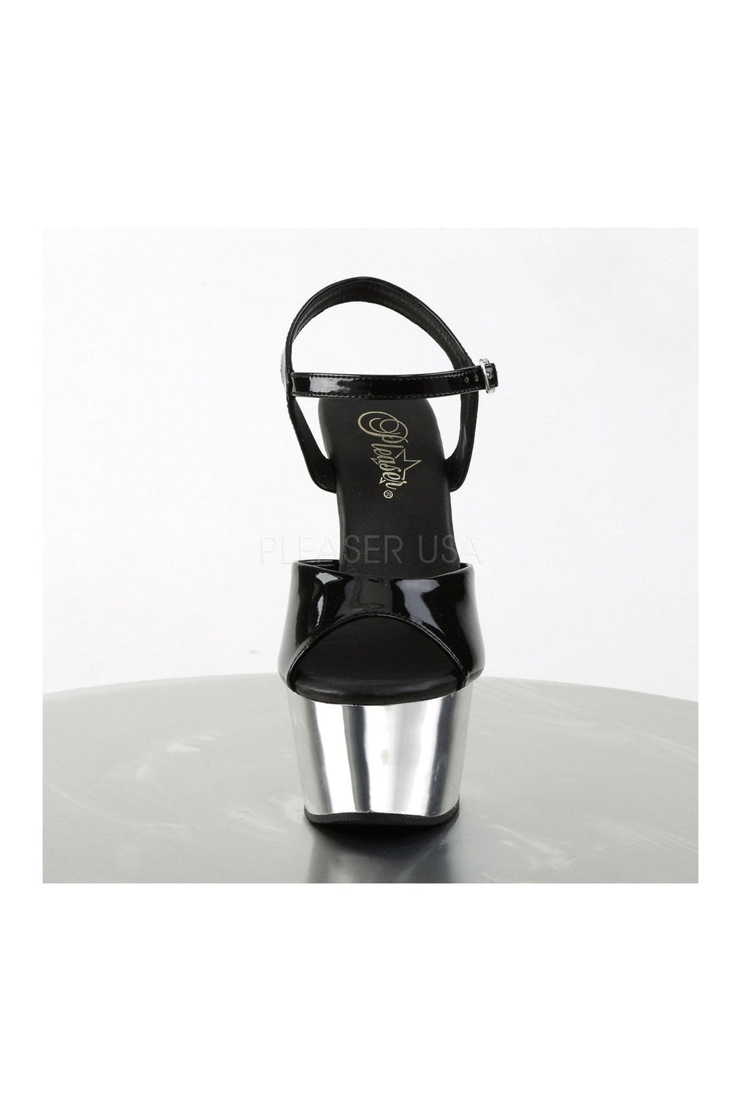 Pleaser ASPIRE-609 Platform Sandal in Black Patent