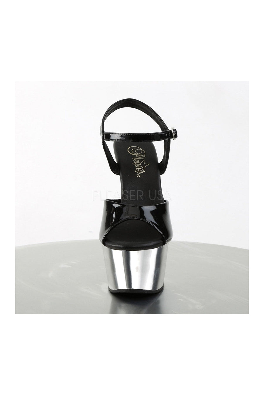 Pleaser ASPIRE-609 Platform Sandal in Black Patent