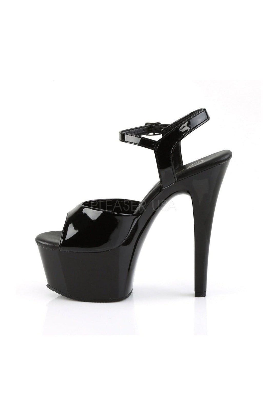Pleaser ASPIRE-609 Platform Sandal in Black Patent