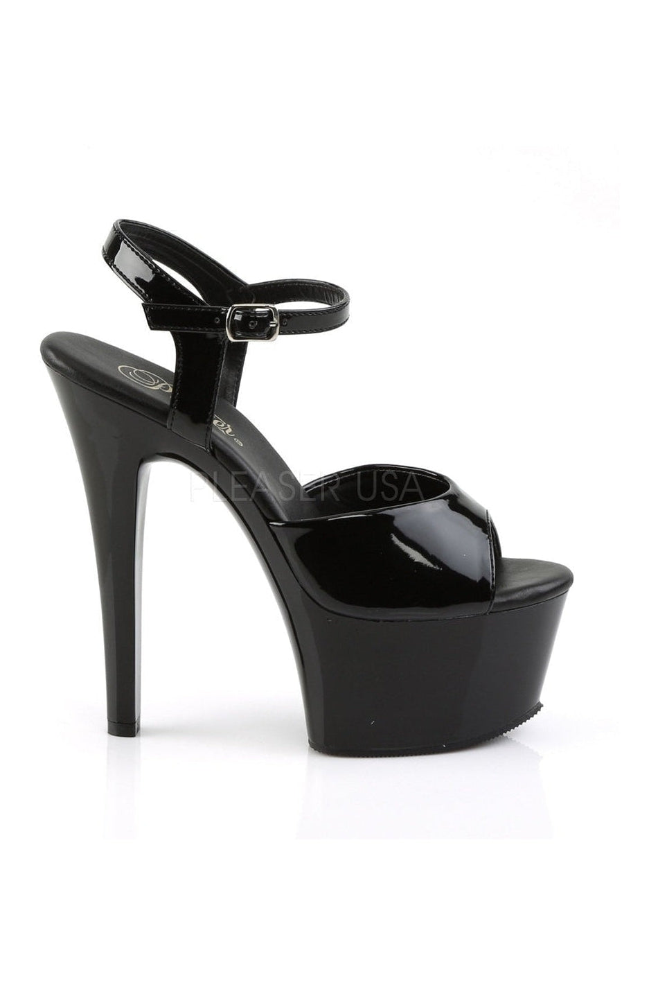 Pleaser ASPIRE-609 Platform Sandal in Black Patent