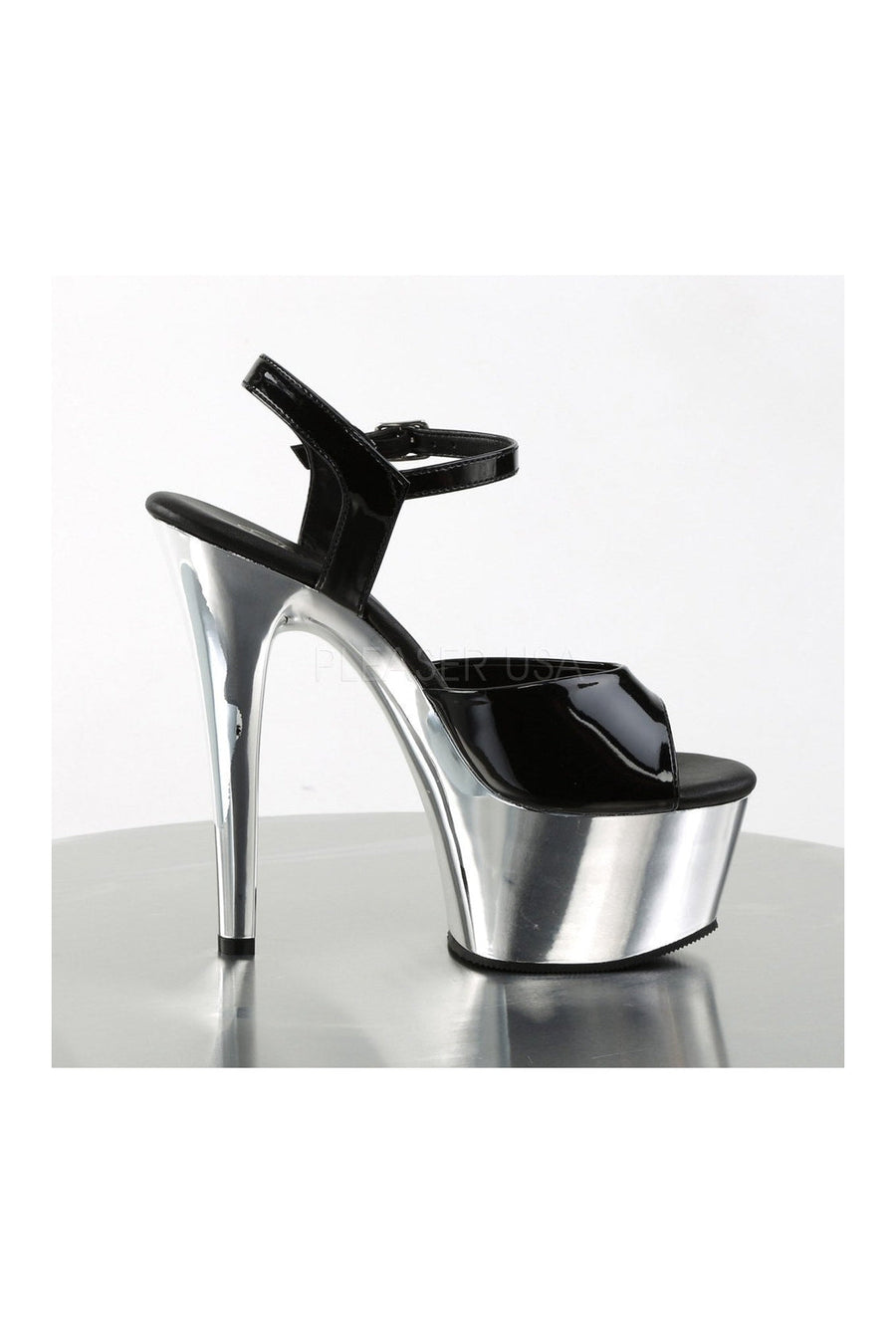 Pleaser ASPIRE-609 Platform Sandal in Black Patent