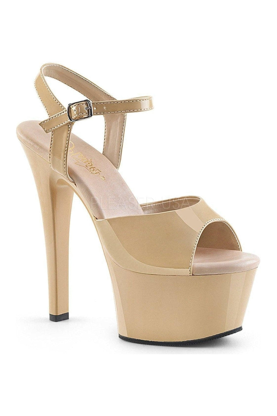Pleaser ASPIRE-609 Platform Sandal in Bone Patent from SexyShoes.com
